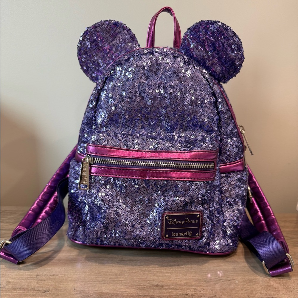 Loungefly Sparkling Purple Backpack with Ears